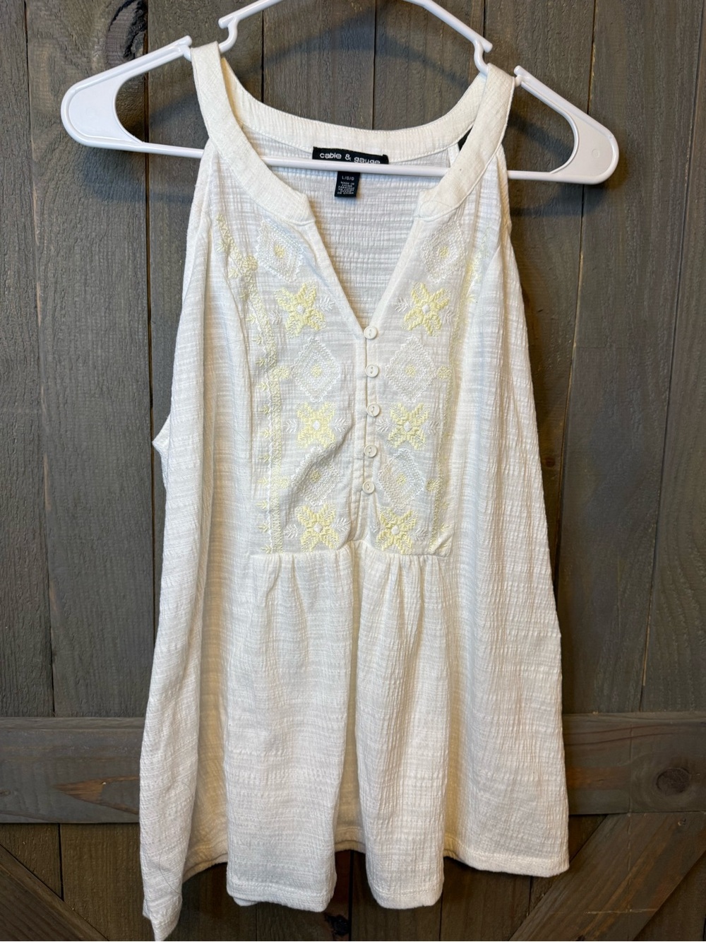 Cable & Gauge Cream Textured Tank with Black Label